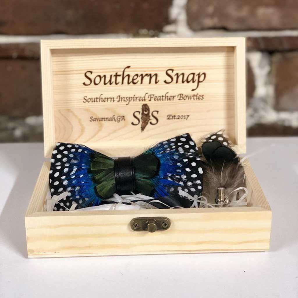 Cloudy Sky Feather Bow Tie by Southern Snap Co. - Country Club Prep