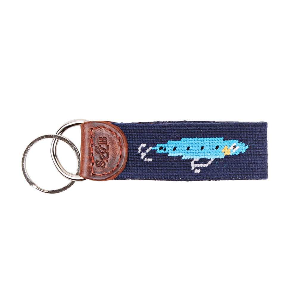 Lures Needlepoint Key Fob in Blue by Smathers & Branson - Country Club Prep