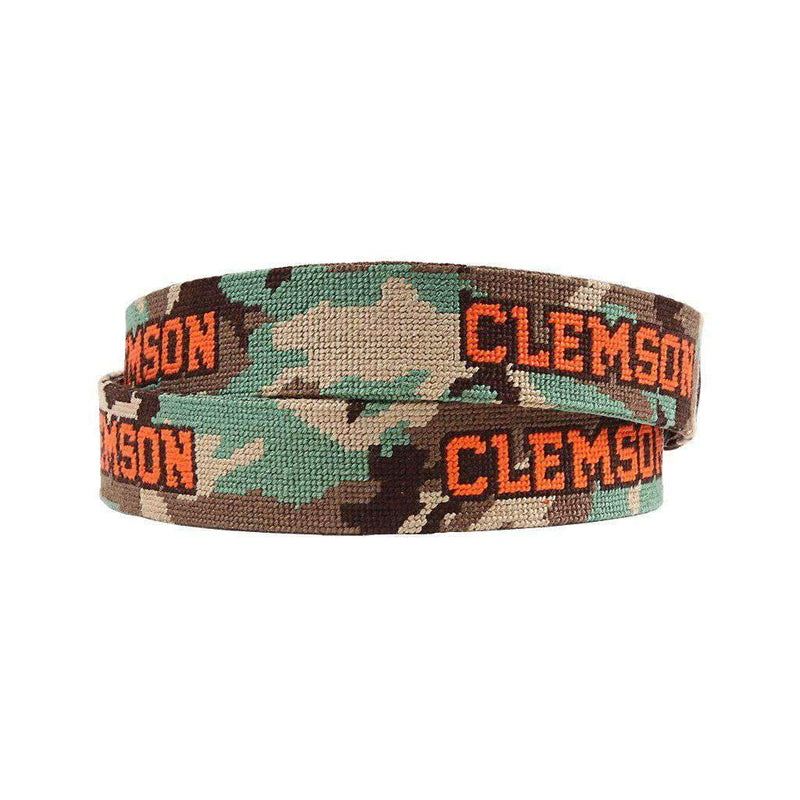 Clemson University Text Camo Needlepoint Belt by Smathers & Branson - Country Club Prep