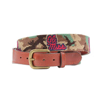 University of Mississippi Camo Needlepoint Belt by Smathers & Branson - Country Club Prep