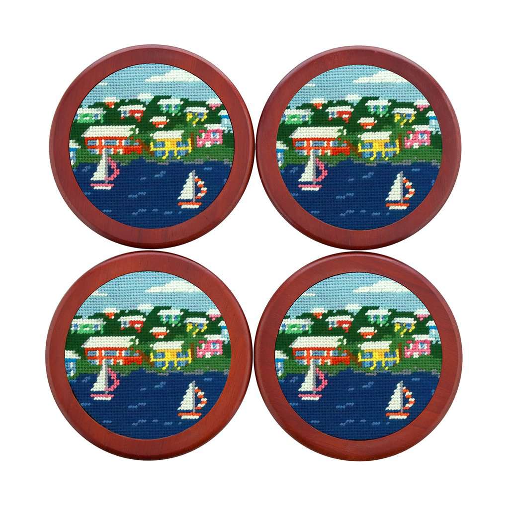 Island Time Needlepoint Coasters by Smathers & Branson - Country Club Prep