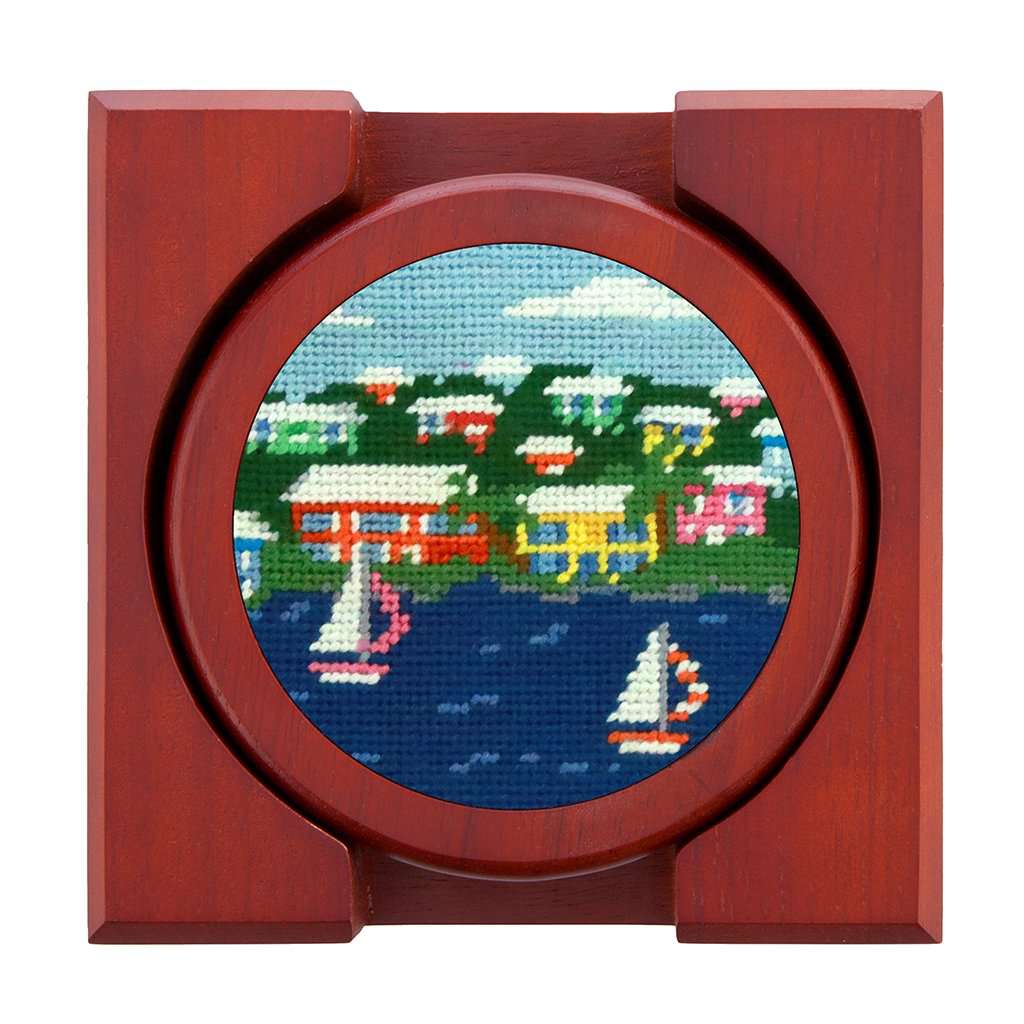 Island Time Needlepoint Coasters by Smathers & Branson - Country Club Prep
