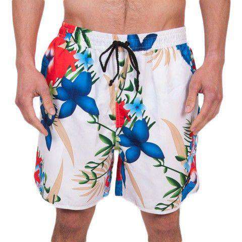 Islanders Swim Trunks in White by Rowdy Gentleman - Country Club Prep