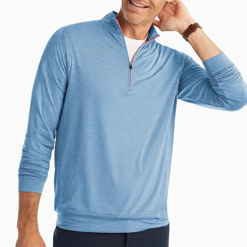 Vaughn Striped 1/4 Zip Prep-formance Pullover - Country Club Prep