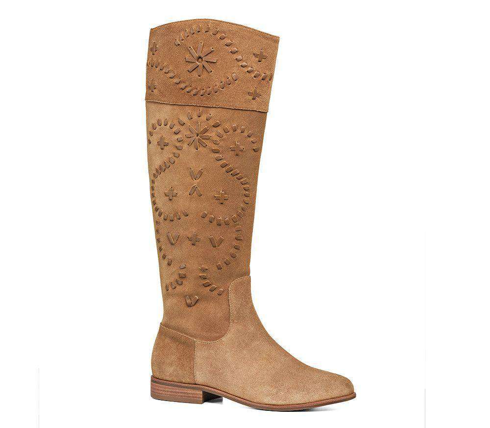 Jack Rogers Tara Suede Riding Boots in Oak Country Club Prep