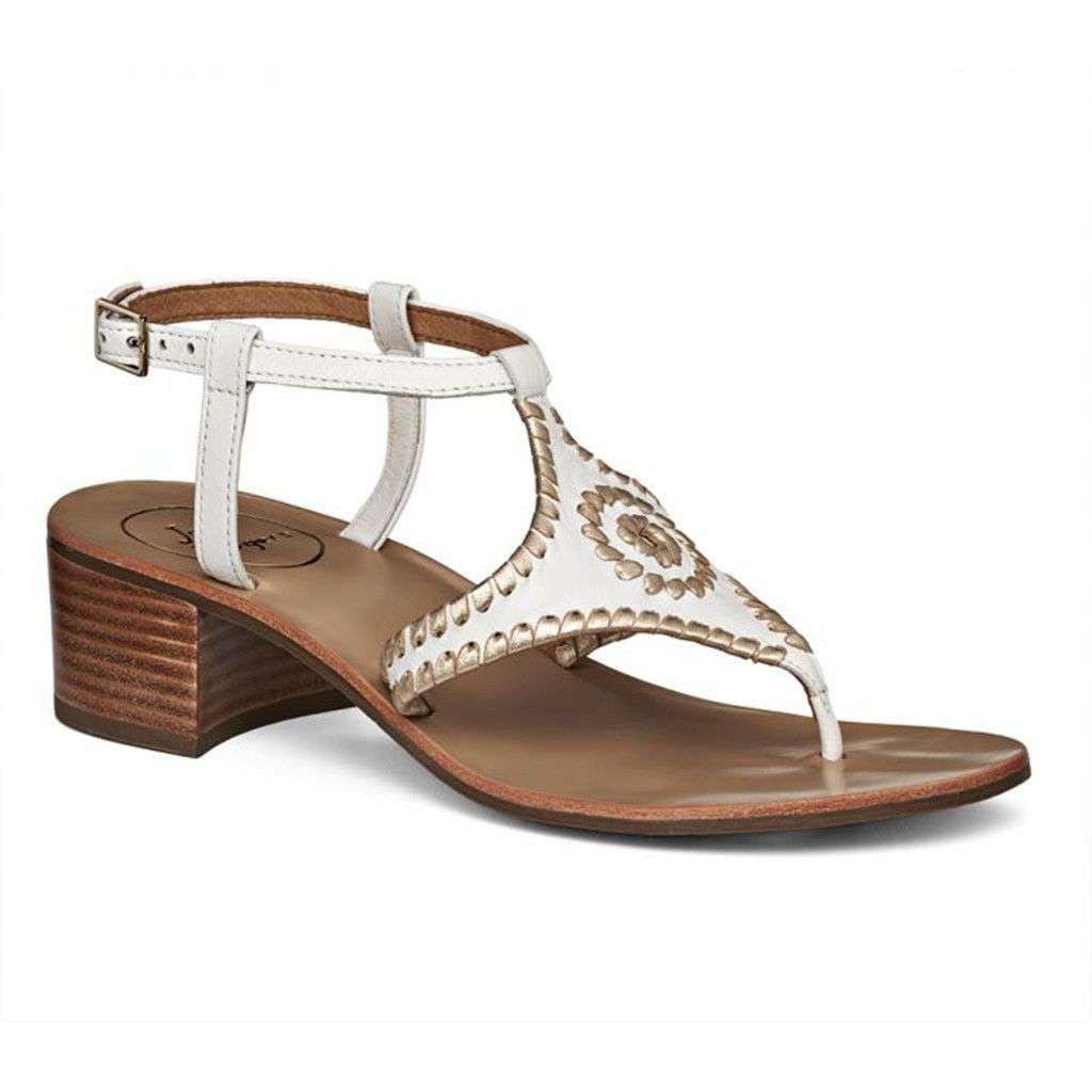 Elise Sandal in White and Platinum by Jack Rogers - Country Club Prep