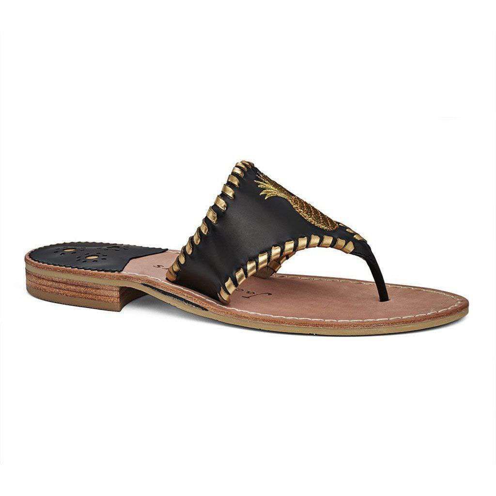 Exclusive Pineapple Sandal in Black and Gold by Jack Rogers - Country Club Prep