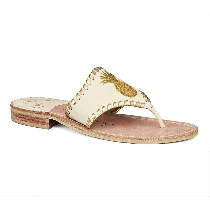 Exclusive Pineapple Sandal in Bone and Gold by Jack Rogers - Country Club Prep