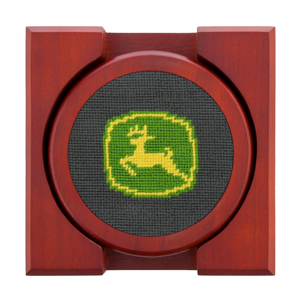 John Deere Logo & Tractor Needlepoint Coasters by Smathers & Branson - Country Club Prep