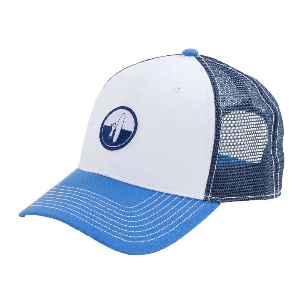 Horseshoe Bay Trucker Hat in Gulf Blue & Midnight by Johnnie-O - Country Club Prep