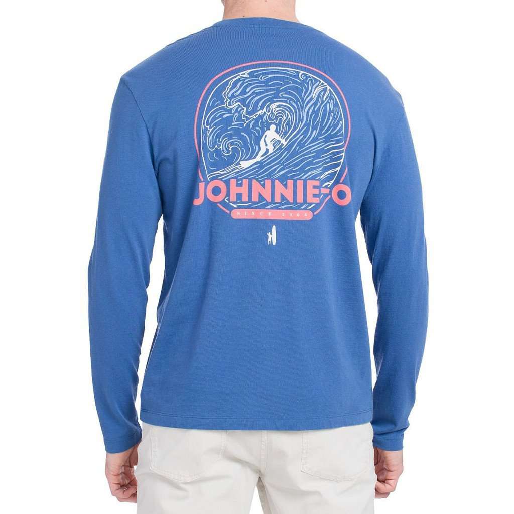 Reef Break Long Sleeve T-Shirt in Laguna Blue by Johnnie-O - Country Club Prep