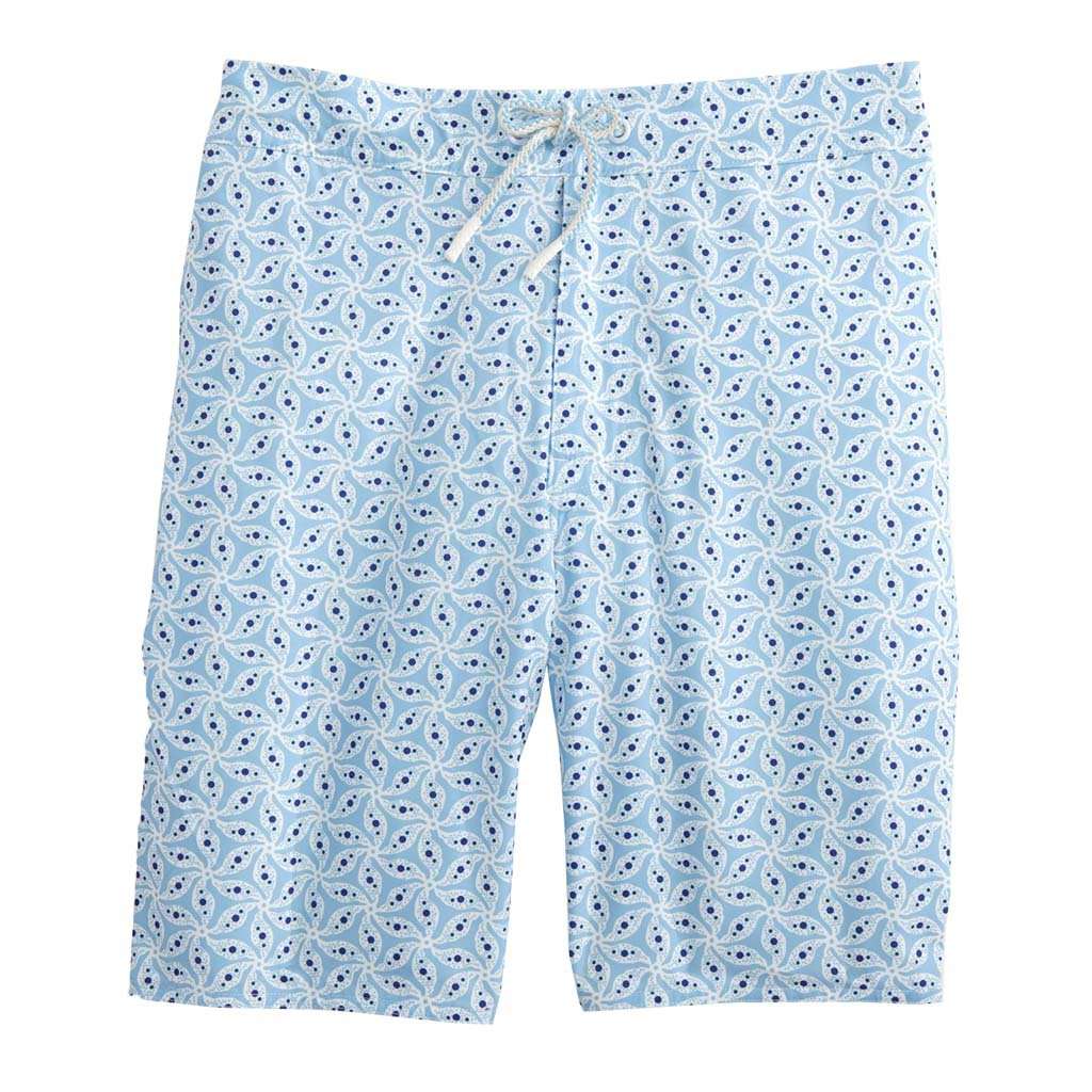 Sanibel Half Elastic Surf Shorts in Gulf Blue by Johnnie-O - Country Club Prep