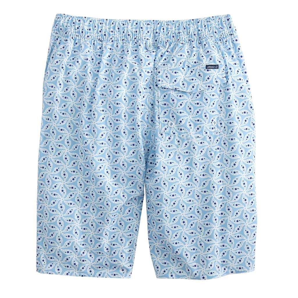 Sanibel Half Elastic Surf Shorts in Gulf Blue by Johnnie-O - Country Club Prep