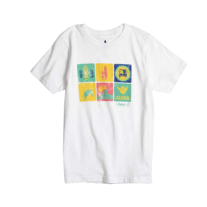 Youth Aloha T-Shirt in White by Johnnie-O - Country Club Prep