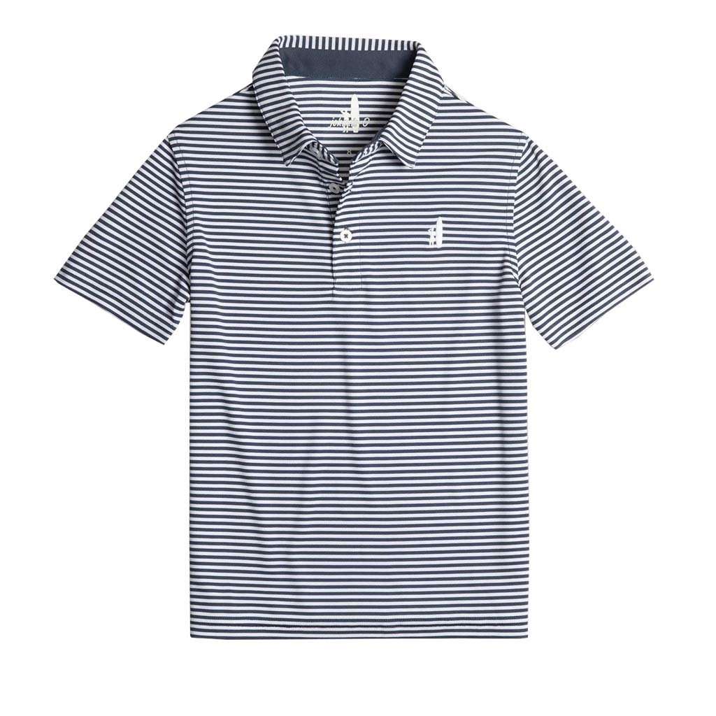 Youth Bunker Striped Prep-Formance Polo in Midnight by Johnnie-O - Country Club Prep