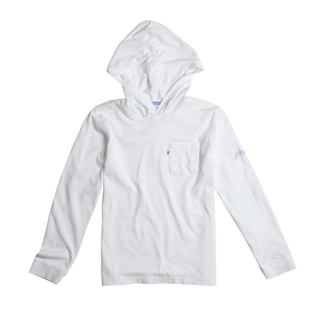 Youth Eller Long Sleeve Hooded T Shirt in White by Johnnie O