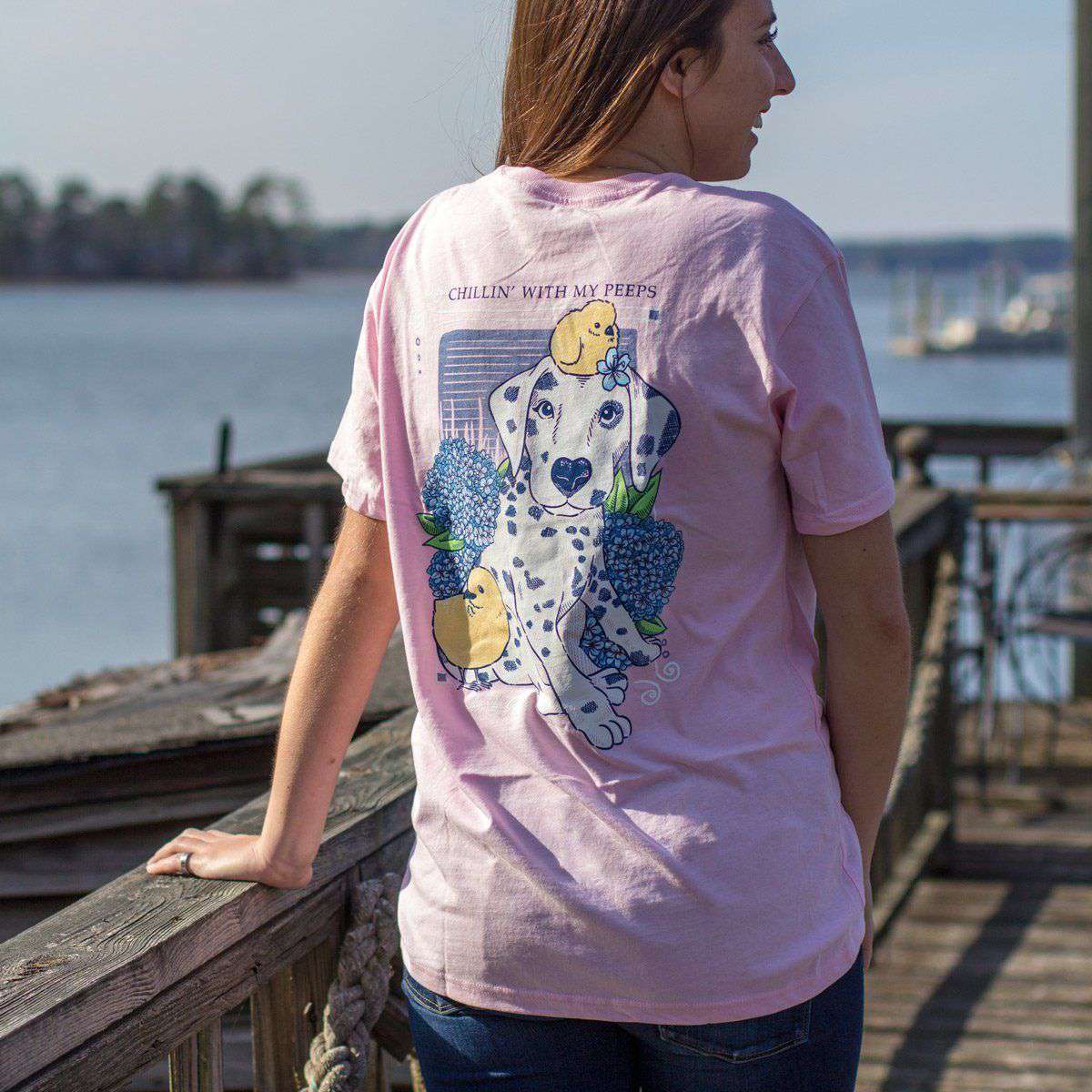 Dalmatian Peeps Tee in Blossom by Lily Grace - Country Club Prep