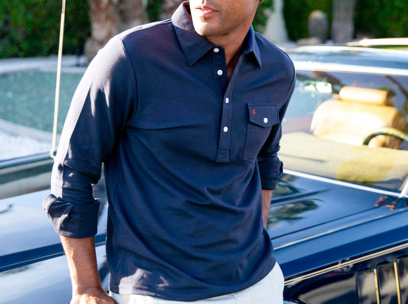 Long Sleeve Players Shirt in Peacoat Navy by Criquet - Country Club Prep