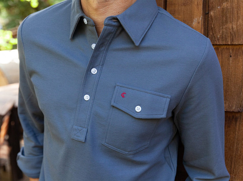 Long Sleeve Players Shirt in Blue Steel by Criquet - Country Club Prep