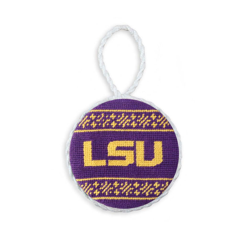 LSU Fairisle Needlepoint Ornament by Smathers & Branson - Country Club Prep