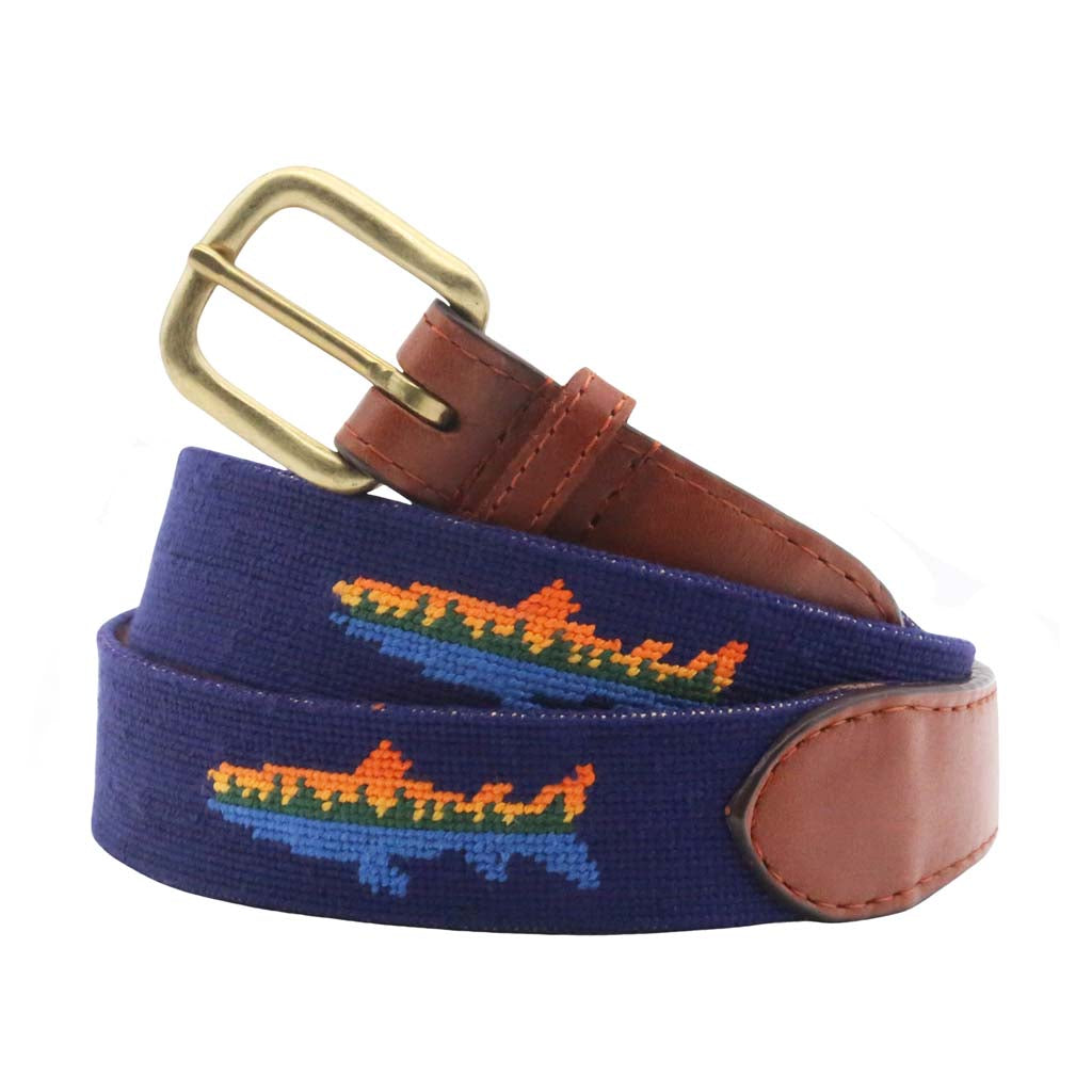 Lake Trout Needlepoint Belt by Smathers & Branson - Country Club Prep