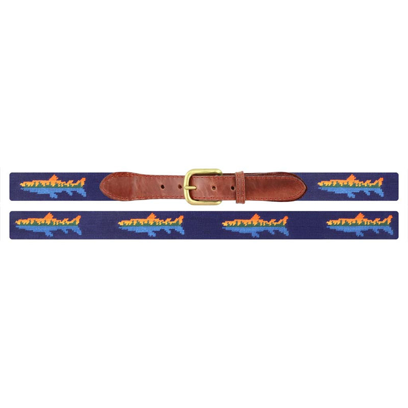 Lake Trout Needlepoint Belt by Smathers & Branson - Country Club Prep