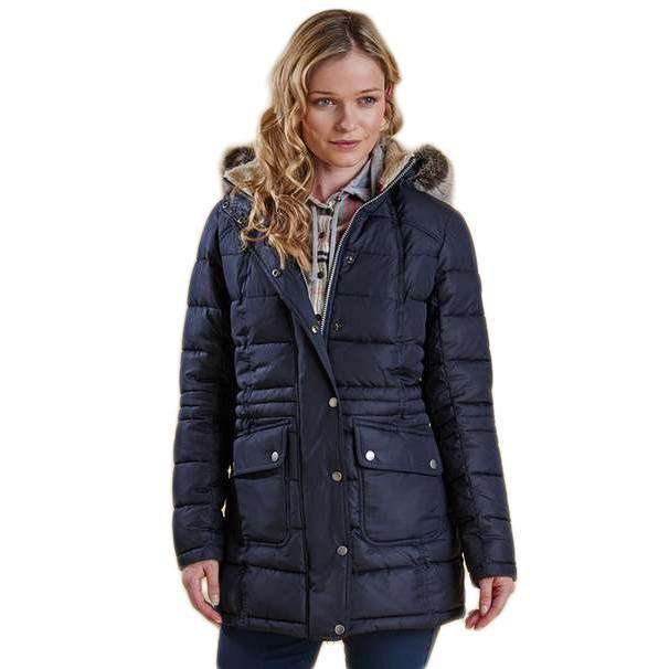 Landry Long Quilted Jacket in Navy by Barbour - Country Club Prep