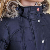 Landry Long Quilted Jacket in Navy by Barbour - Country Club Prep