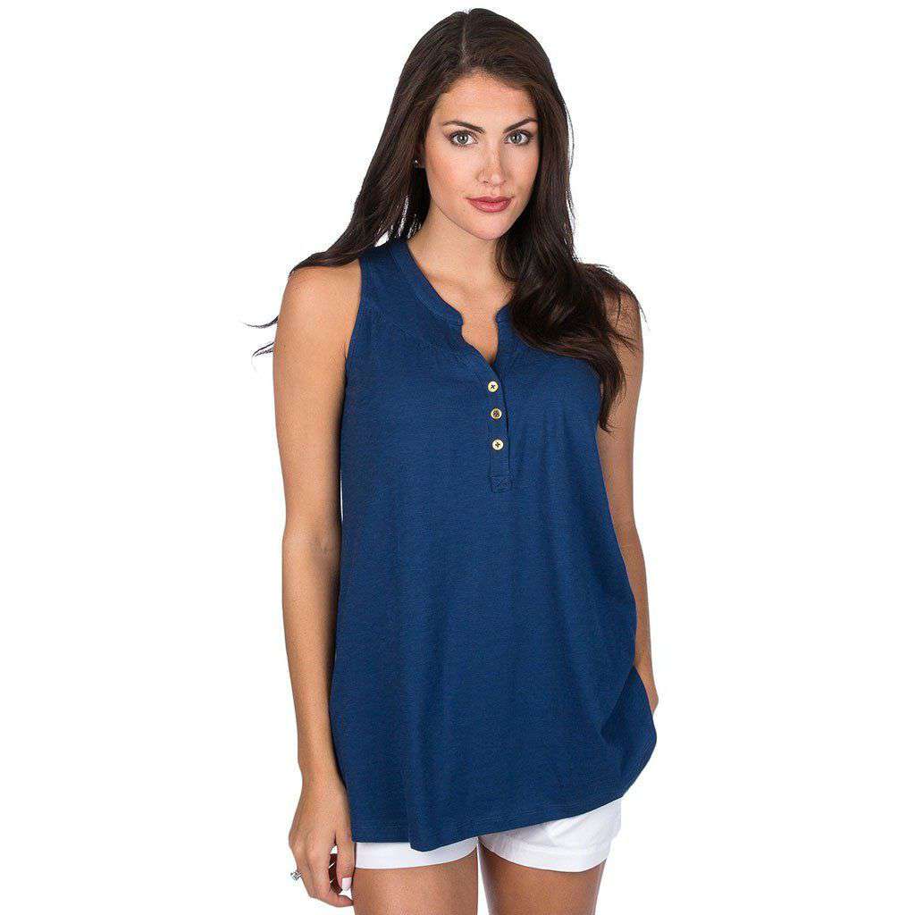 Ali Slub Top in Navy by Lauren James - Country Club Prep