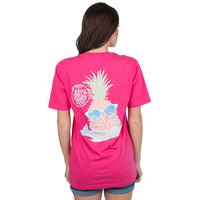 Preppy Pineapple Tee in Raspberry by Lauren James - Country Club Prep