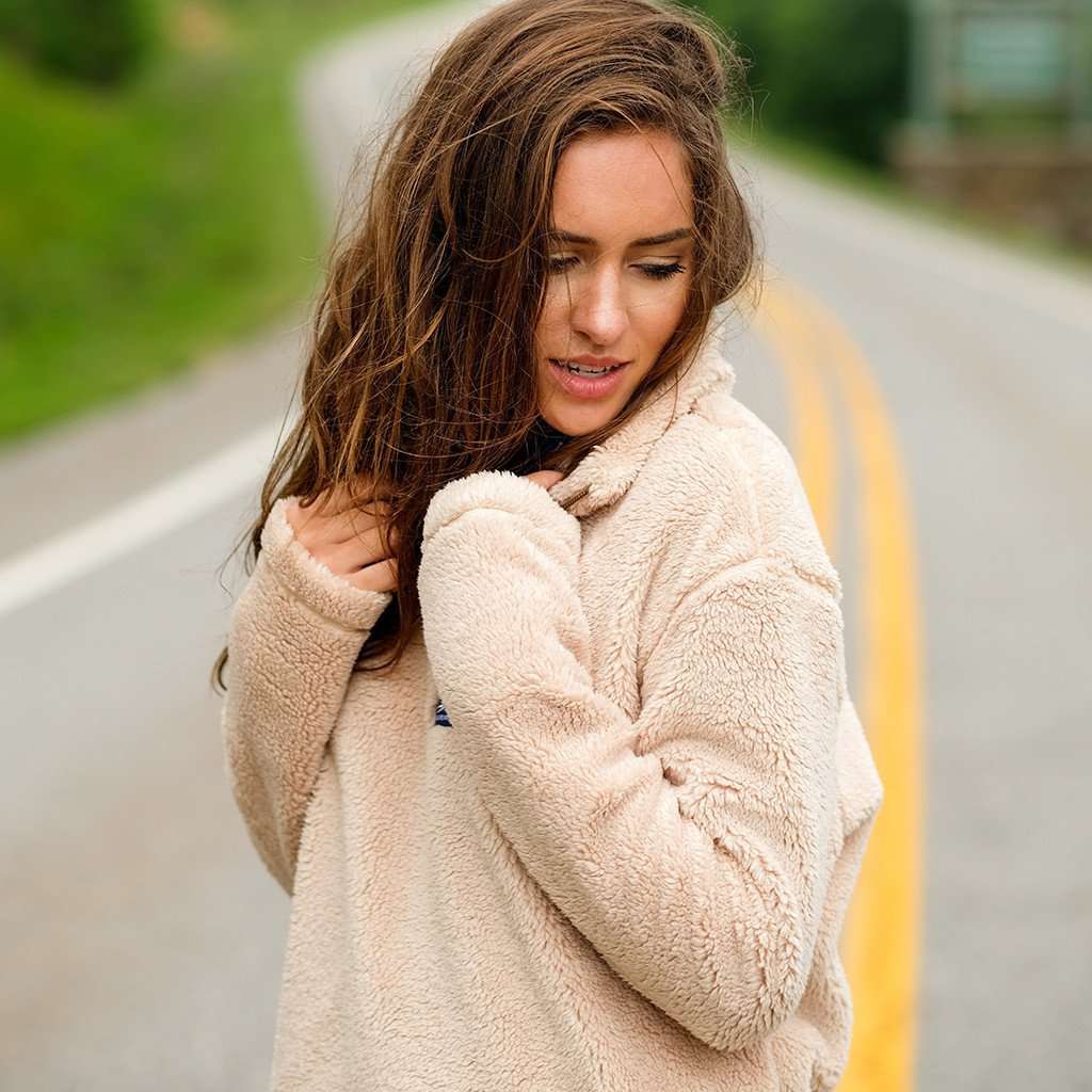 Linden Sherpa Pullover in Sand Brown by Lauren James - Country Club Prep