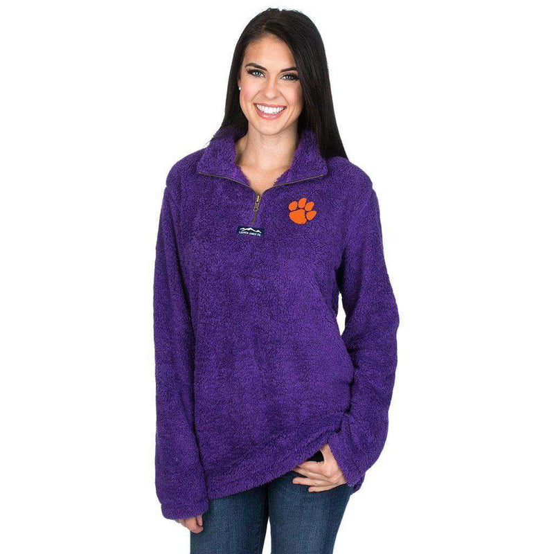Clemson Linden Sherpa Pullover in Purple by Lauren James - Country Club Prep