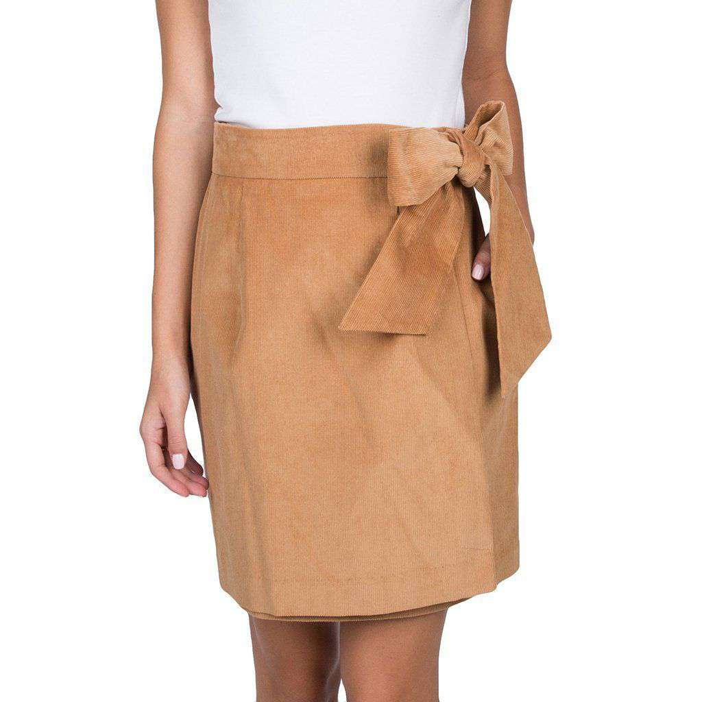 Corduroy Wrap Skirt in Camel by Lauren James - Country Club Prep