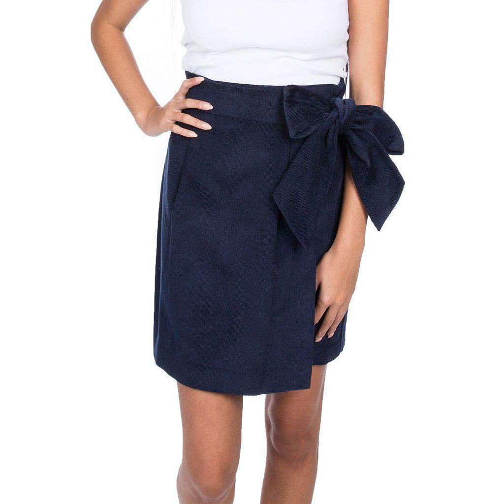 Corduroy Wrap Skirt in Navy by Lauren James - Country Club Prep