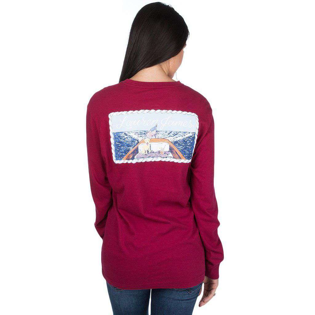 First Mate Long Sleeve Tee in Cranberry Red by Lauren James - Country Club Prep