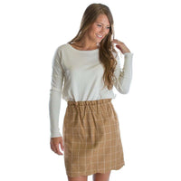 Flannel Scallop Skirt in Camel  by Lauren James - Country Club Prep