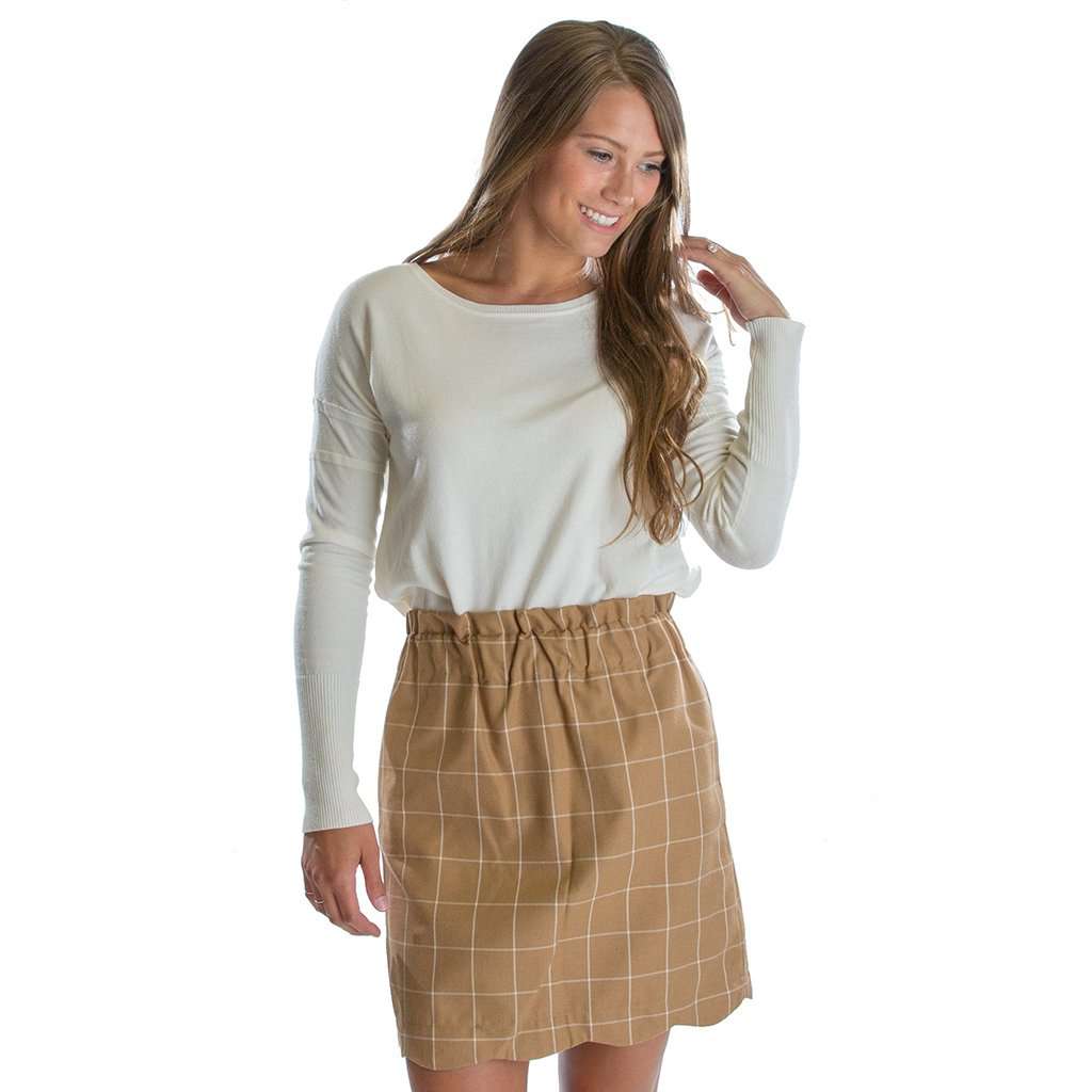 Flannel Scallop Skirt in Camel  by Lauren James - Country Club Prep