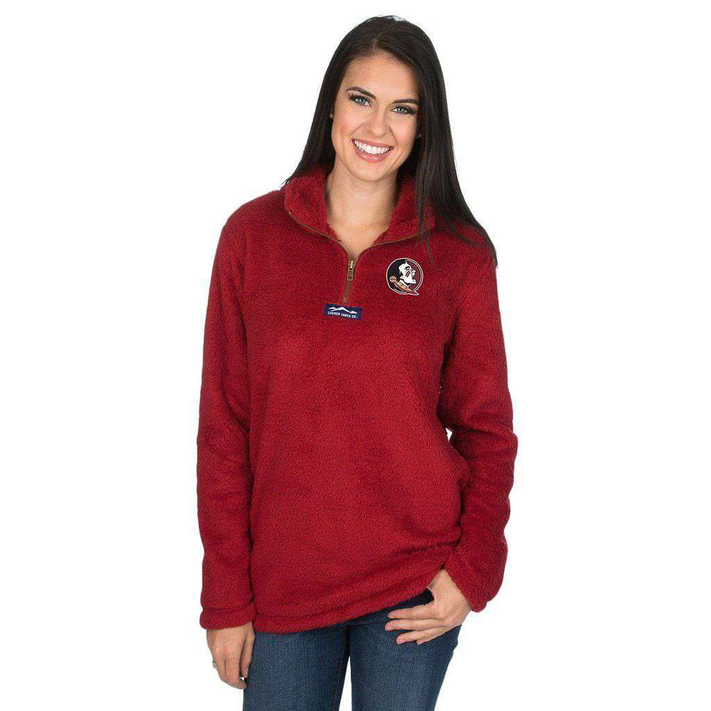 Florida State Linden Sherpa Pullover in Crimson by Lauren James - Country Club Prep