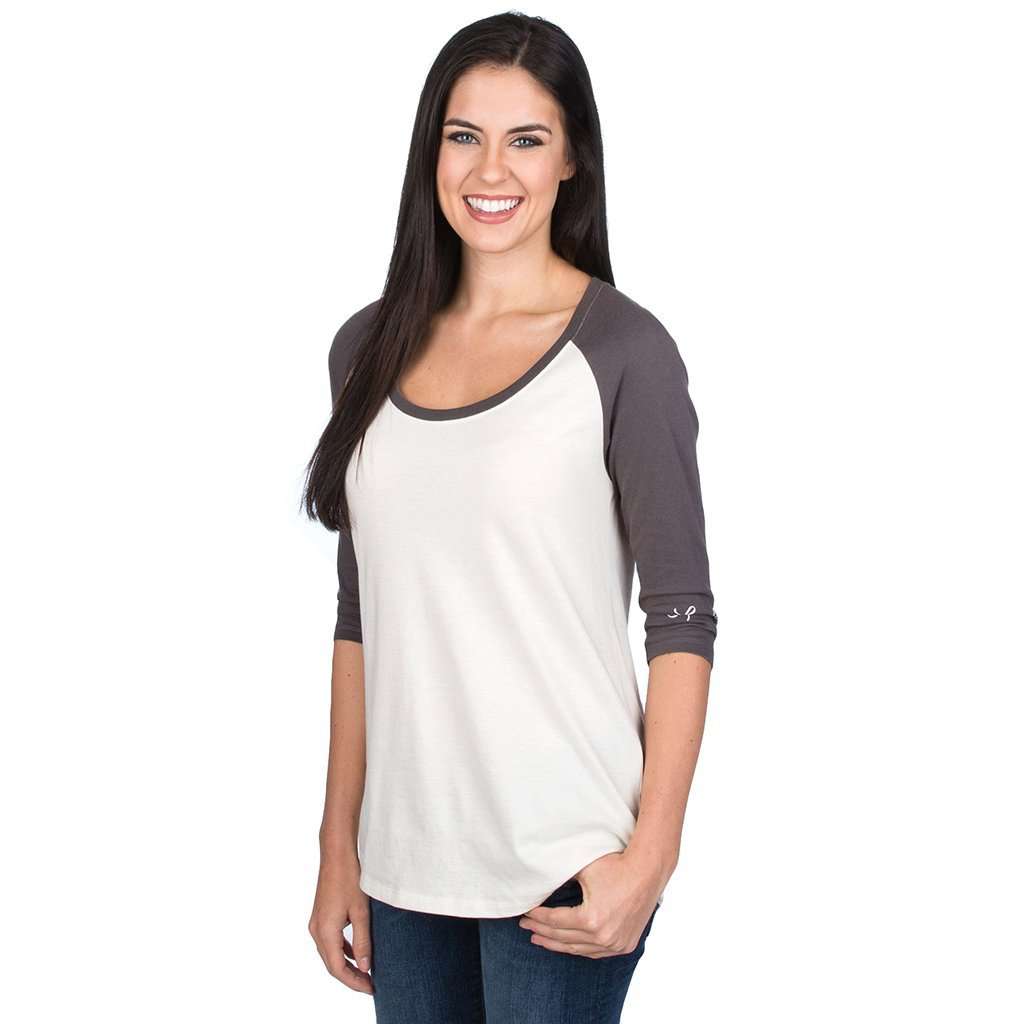 Heathered Baseball Tee in Grey by Lauren James - Country Club Prep