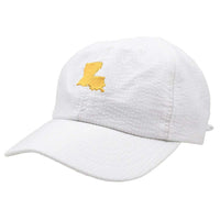 Louisiana Seersucker Hat in White with Yellow by Lauren James - Country Club Prep