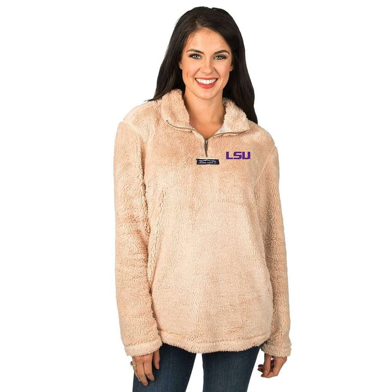 LSU Linden Sherpa Pullover in Sand by Lauren James - Country Club Prep