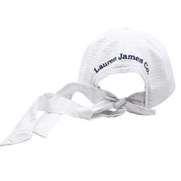 Mississippi Seersucker Hat in White with Navy by Lauren James - Country Club Prep