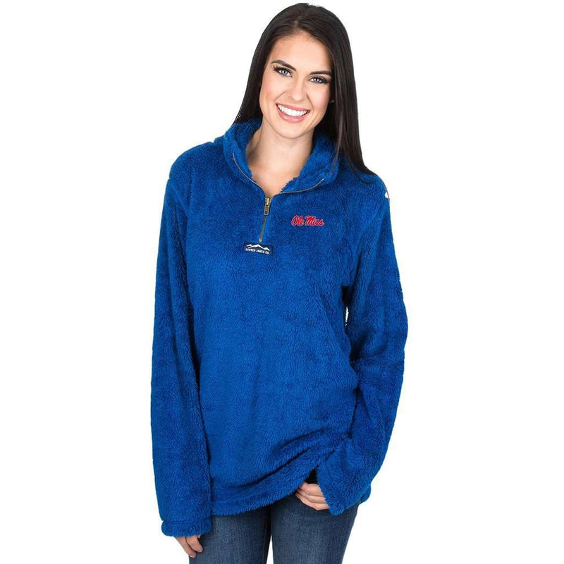 Ole Miss Linden Sherpa Pullover in Royal by Lauren James - Country Club Prep