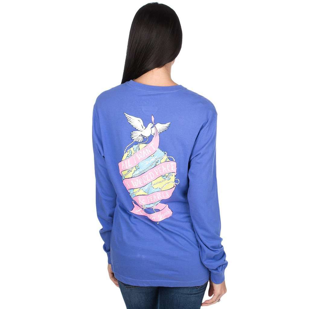 Peace & Pearls Long Sleeve Tee in Violet by Lauren James - Country Club Prep
