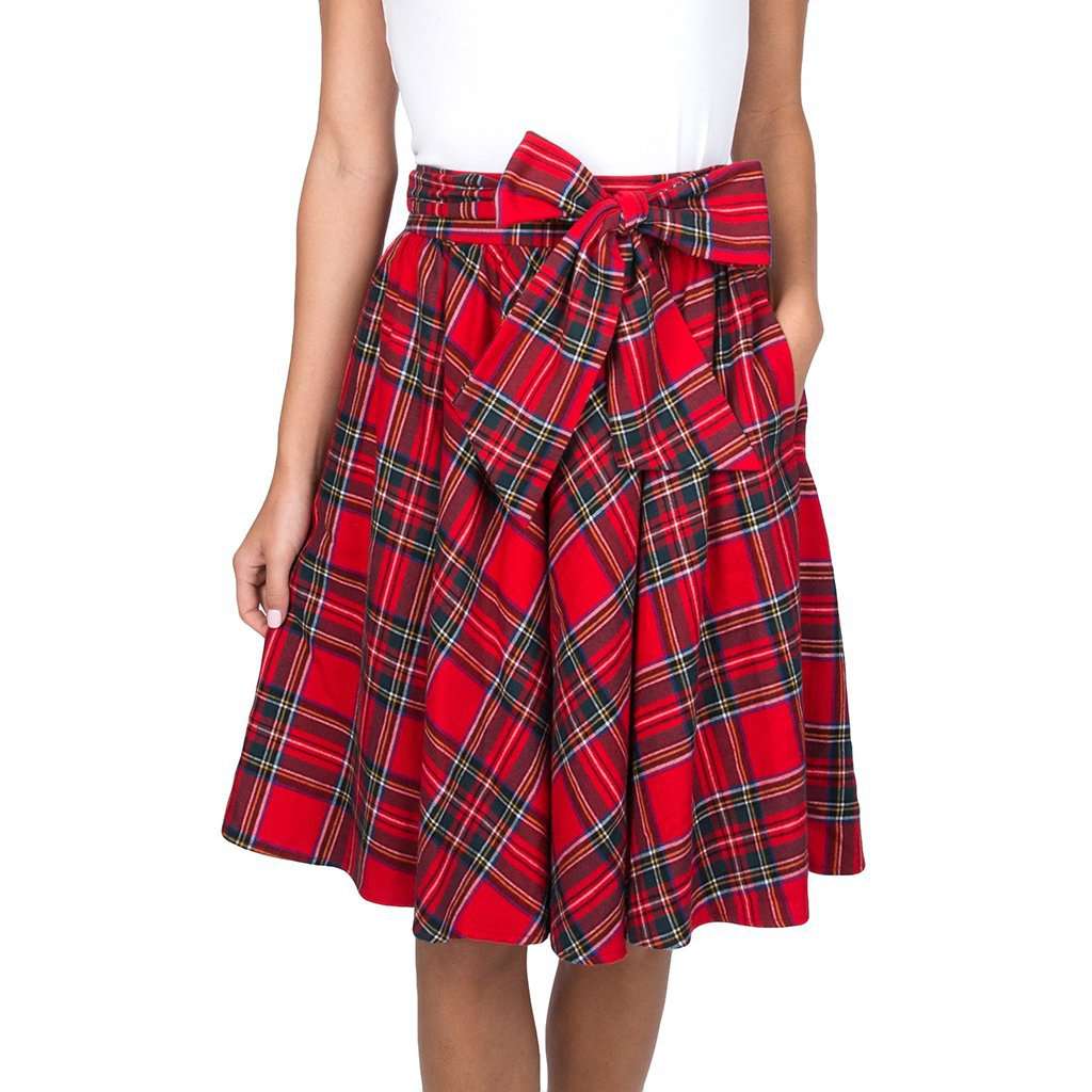 Plaid Circle Skirt in Red by Lauren James - Country Club Prep