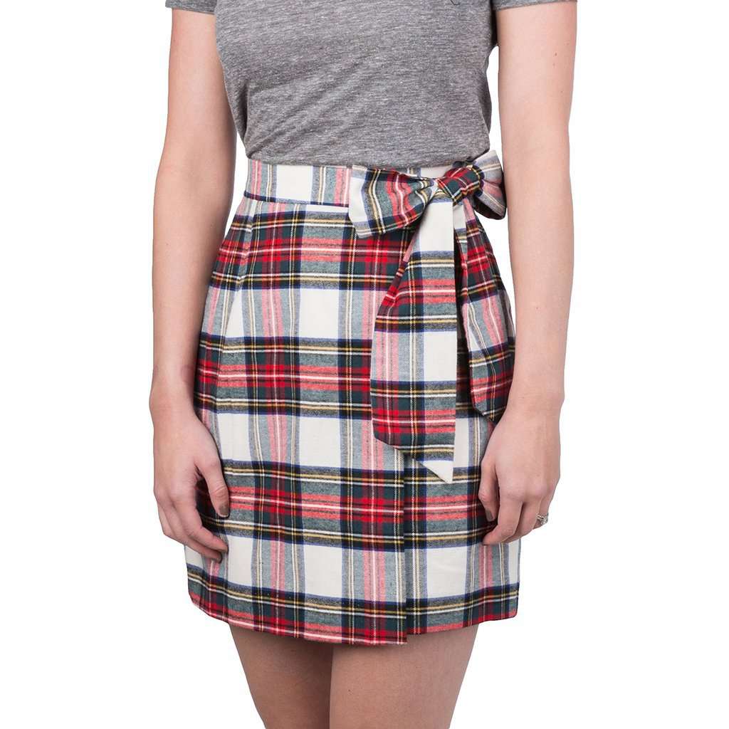 Plaid Wrap Skirt in Ivory by Lauren James - Country Club Prep