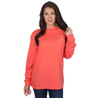 Pumpkin Vine Long Sleeve Tee in Coral by Lauren James - Country Club Prep