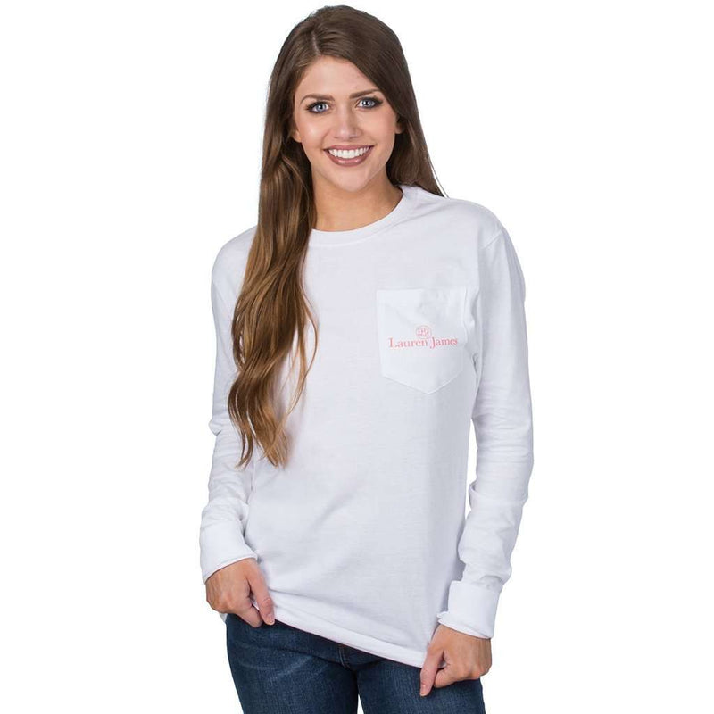 Puppy in a Stocking Long Sleeve Tee in White by Lauren James - Country Club Prep