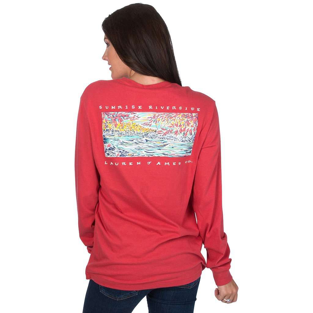 Riverside Long Sleeve Tee in Burnt Red by Lauren James - Country Club Prep