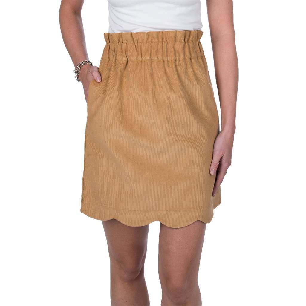 Scallop Corduroy Skirt in Camel by Lauren James - Country Club Prep